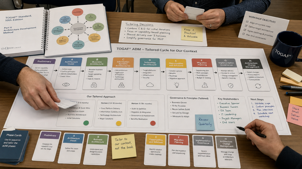 Enterprise architecture diagram: implement TOGAF without bureaucracy: tailor the ADM, build a repository, stand up…