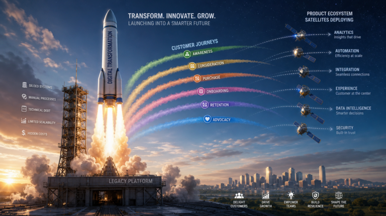Digital transformation requires architecture that connects customer experiences, platforms, data, and operating model…