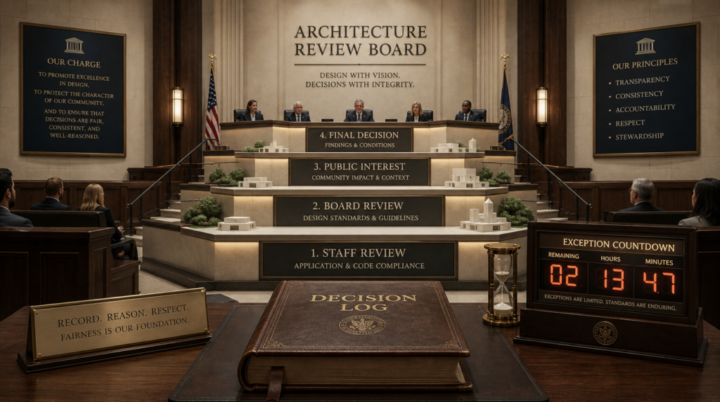 Enterprise architecture diagram: run an ARB that decides quickly, enforces standards fairly, and earns respect from…
