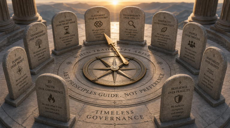 Principle-to-Enforcement Chain | Larkinized EA Hub Architecture principles guide decisions when details are uncertain. Design memorable principles, enforce through funding…
